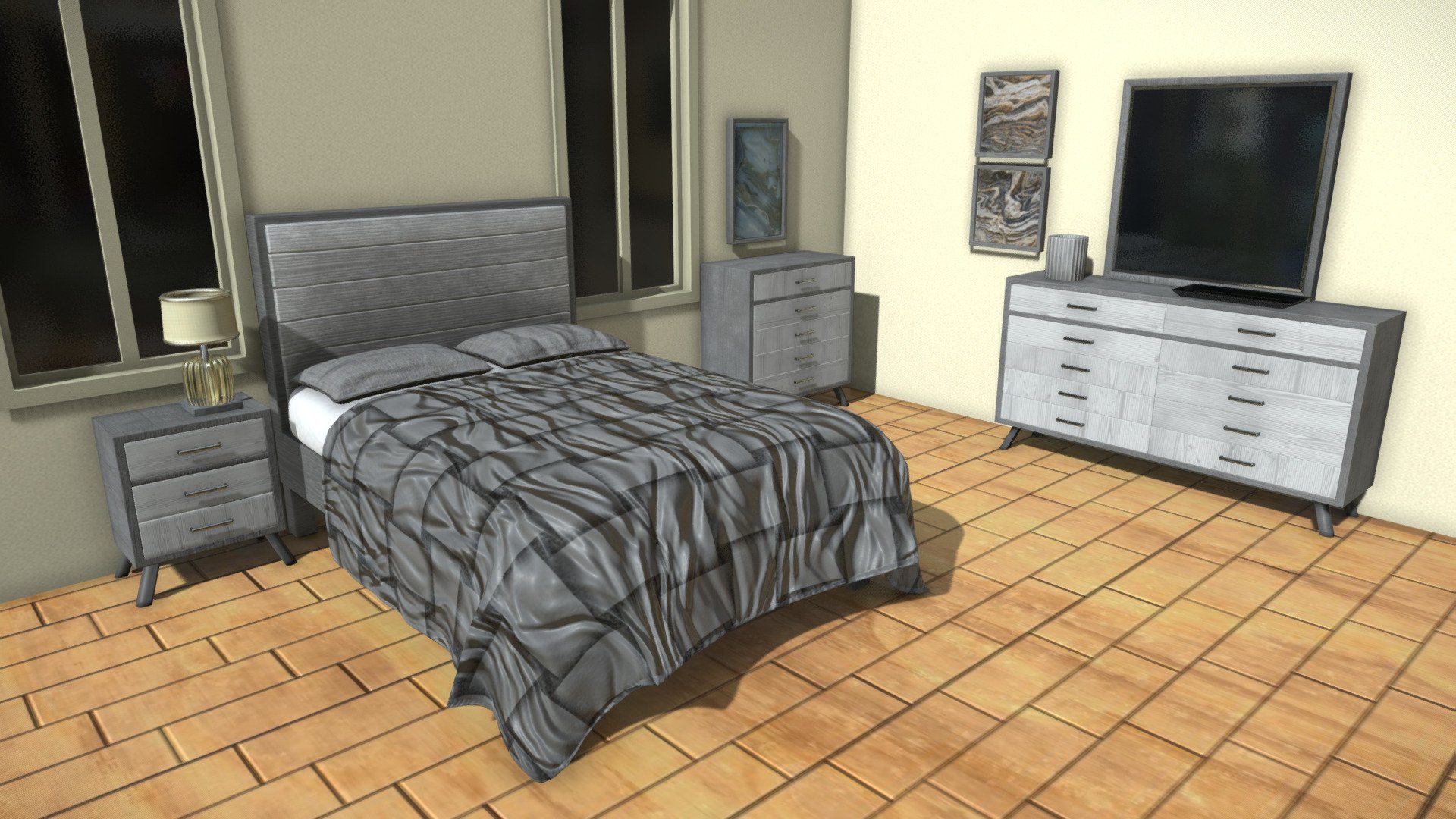 Gray Bedroom Buy Royalty Free 3d Model By Powers28 [df3ce8d