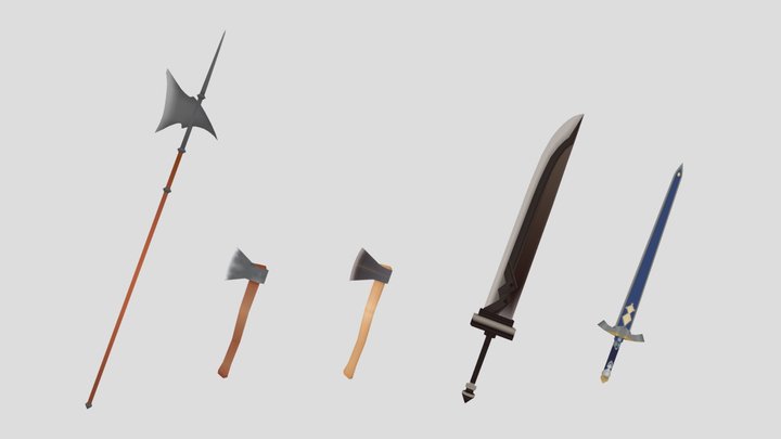 Low-Poly Videogame Weapon Set 3D Model