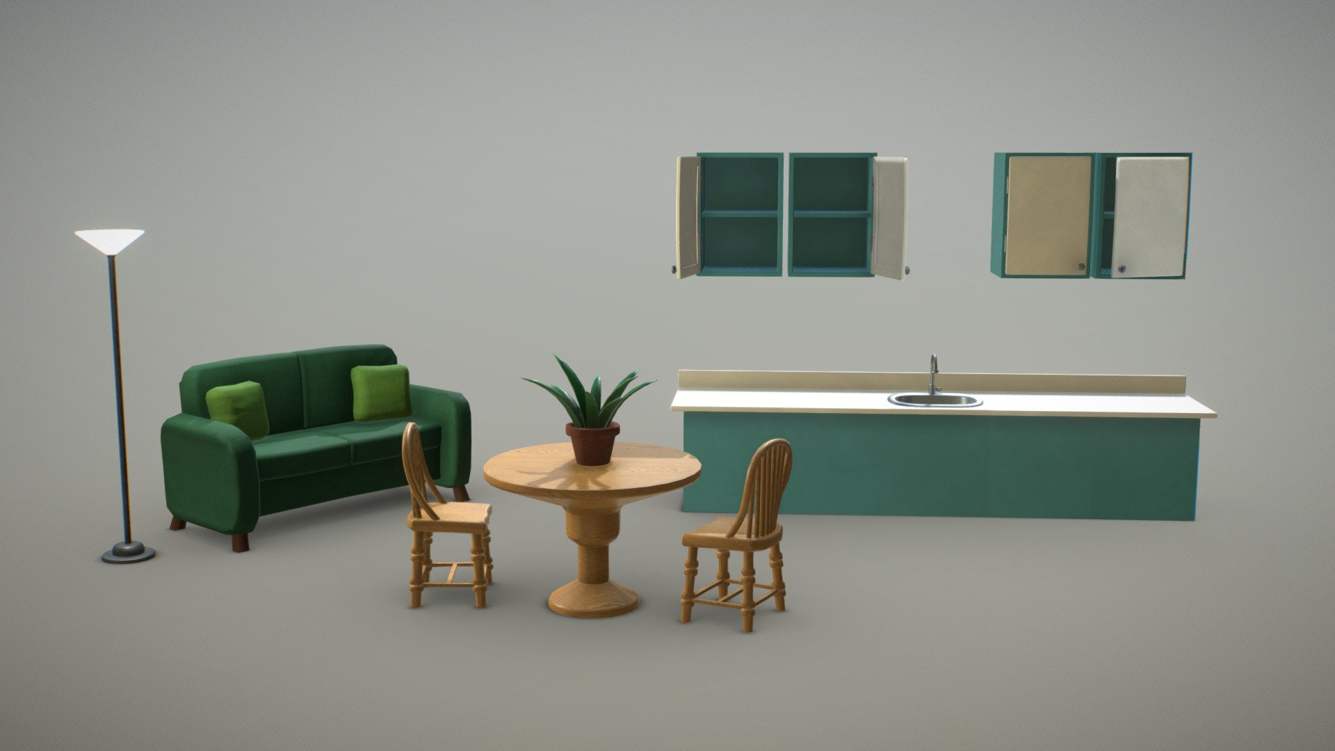 Stylized Interior Props - 3D model by Andrew Jepson (@ajepson) [df449b0 ...