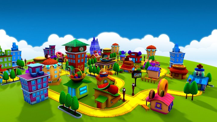 Cartoon-Shop Town - OverWorld 3D Model