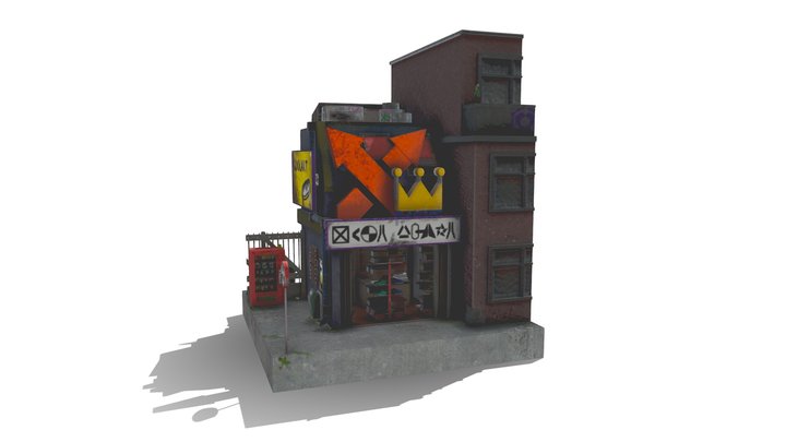 Cyberpunk Shoe Store House 3D Model