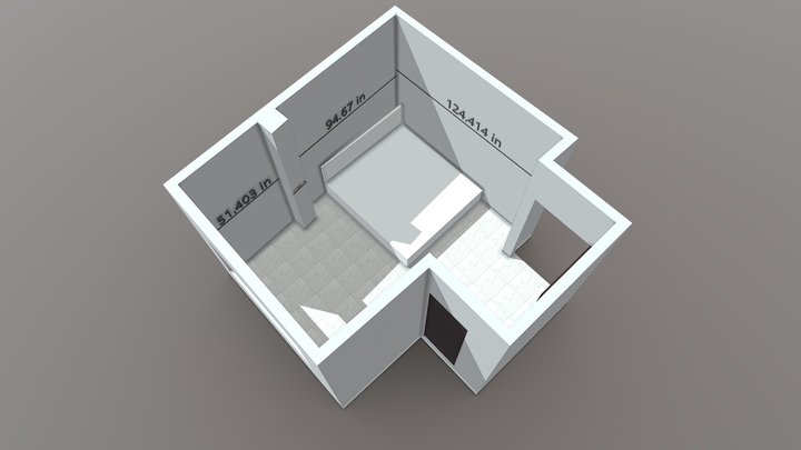 Big Room w Measurements (King Bed) 3D Model