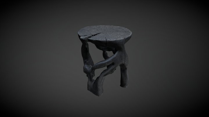 Unique Wooden Tabouret Chair 3D Model