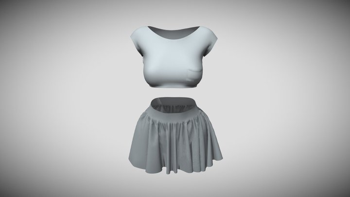 Sport Set Top and Skirt Low Poly Mesh 3D Model