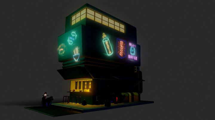 Cyber Punk Ramen Bar Final 3D Model
