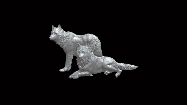 Wolves bas relief 3D Model