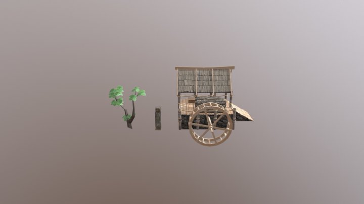 Trees, pillar, skyrim house 3D Model