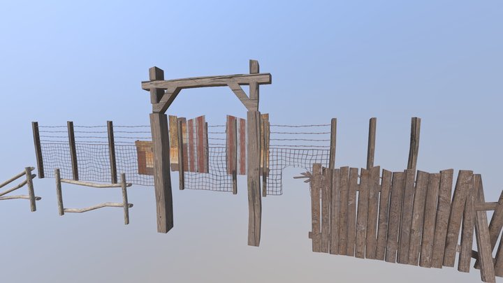 Modular Fence Pack Asset (one material) 3D Model
