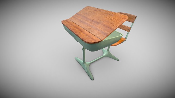 Vintage School Desk 3D Model