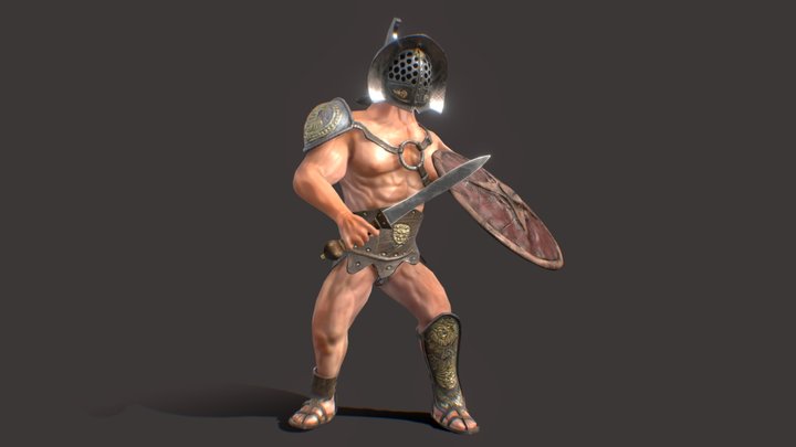Low-Poly Gladiator Character 3D Model