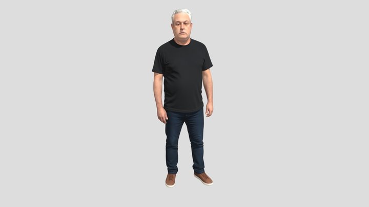 Casual Portrait of a Man in a Black T-Shirt – Modèle 3D gratuit STL