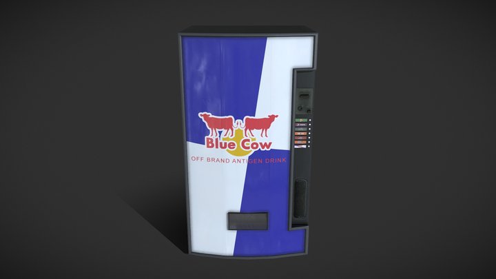 Vending machine - Blue cow 3D Model