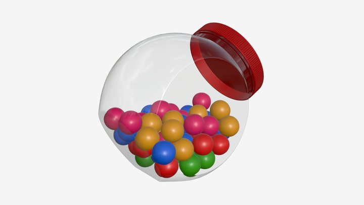 Gumballs in glass jar 02 3D Model