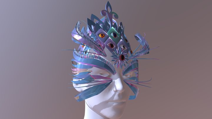 Eyes and Feathers Crown 3D Model