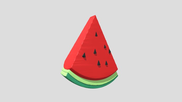 Free Fruit model - 3D Watermelon piece of Fruit 3D Model