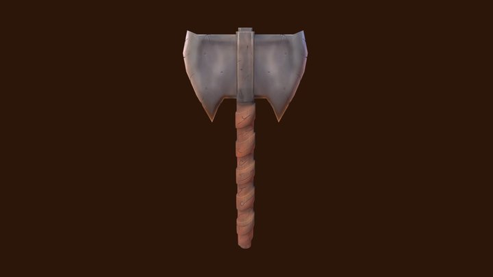 Fantasy Battle Axe Low Poly 3D Model