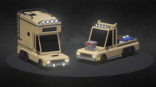 Stylized Camper Van & Drag Racer Varient 3D Model