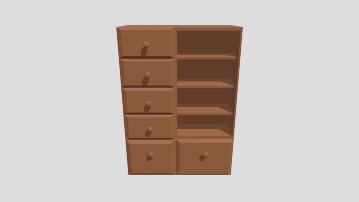 Low Poly China Cabinet 3D Model