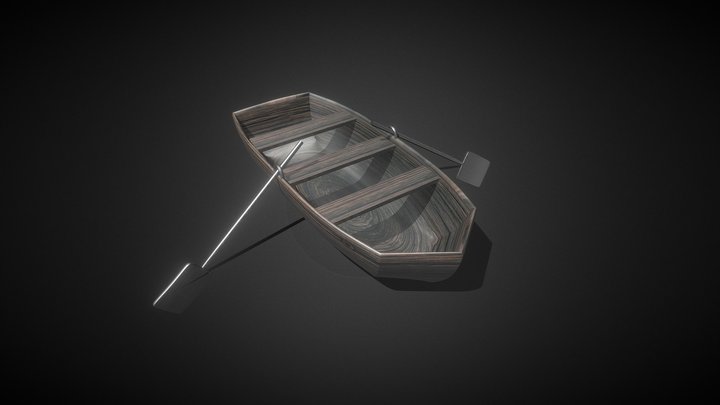 Wooden small boat 3D Model