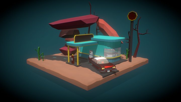 Gaz Station in California 3D Model