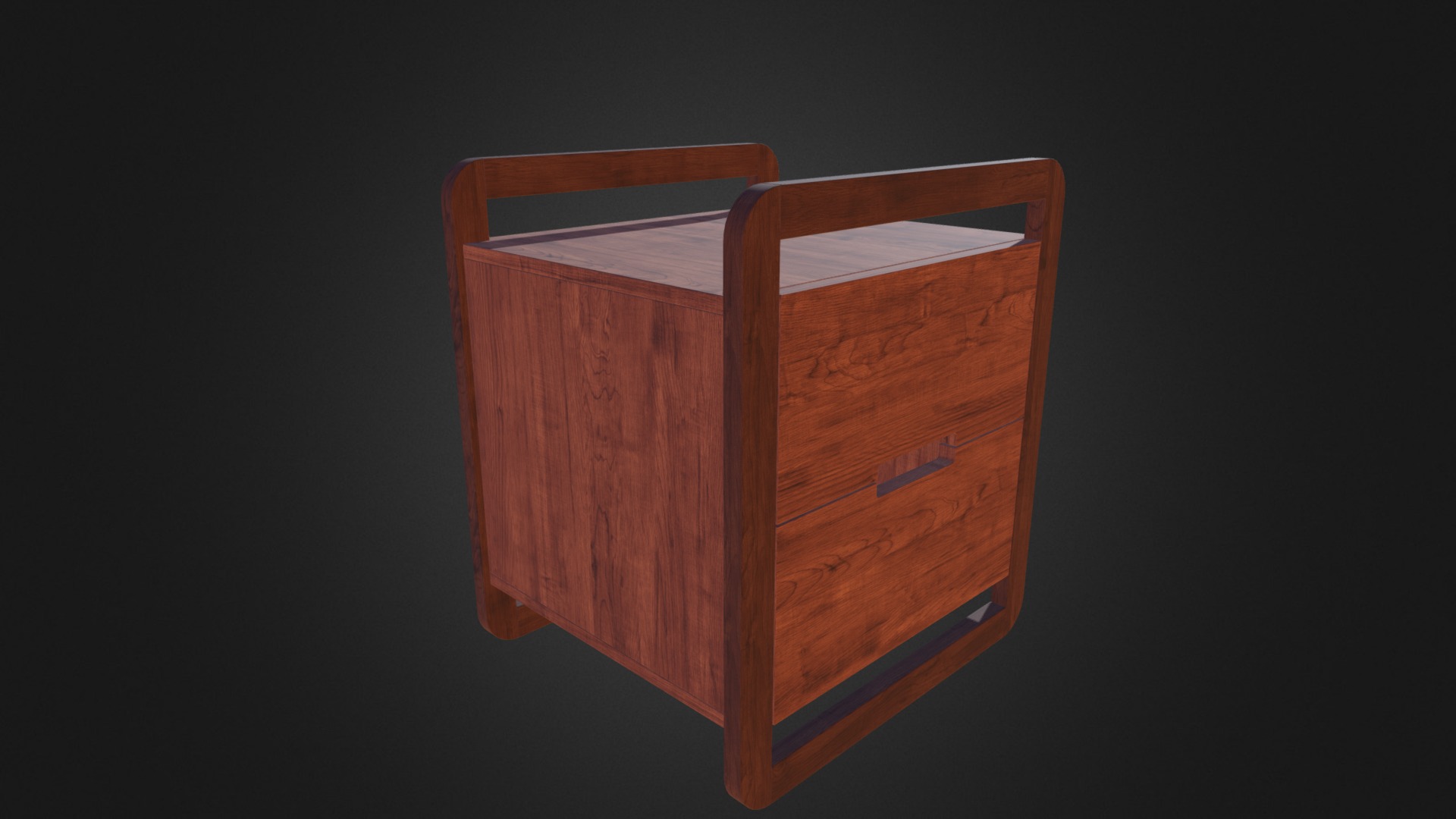 3D model Modern Wooden Bedside Cabinet - This is a 3D model of the Modern Wooden Bedside Cabinet. The 3D model is about a wooden box with a handle.