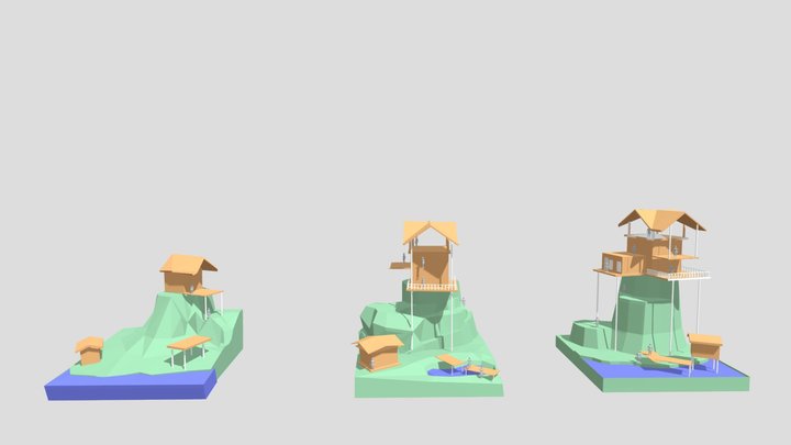 Diorama House Blockouts 3D Model