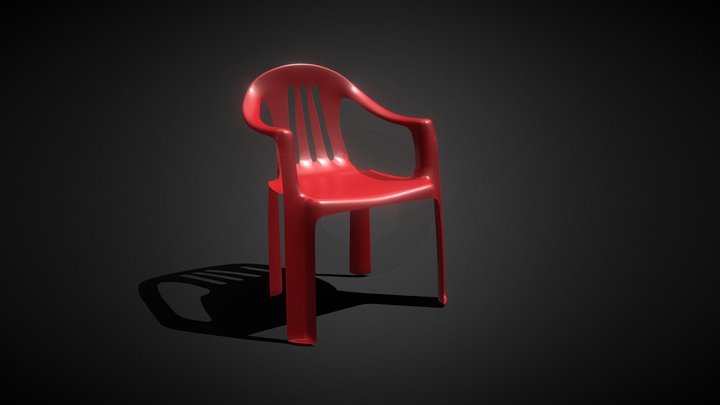 Red Plastic Chair 3D Model