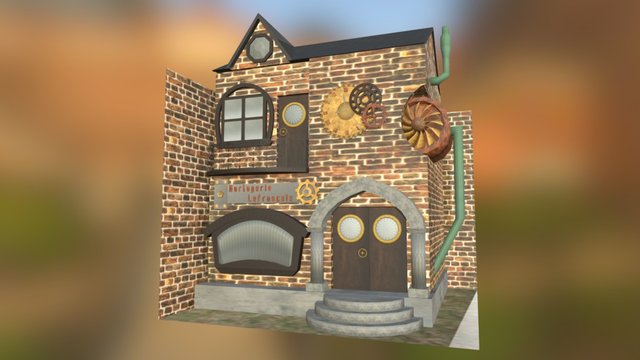 Bâtisse Steampunk sur Blender 3D Model