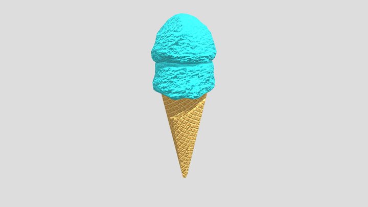 Blue Ice Cream Cone 3D Model