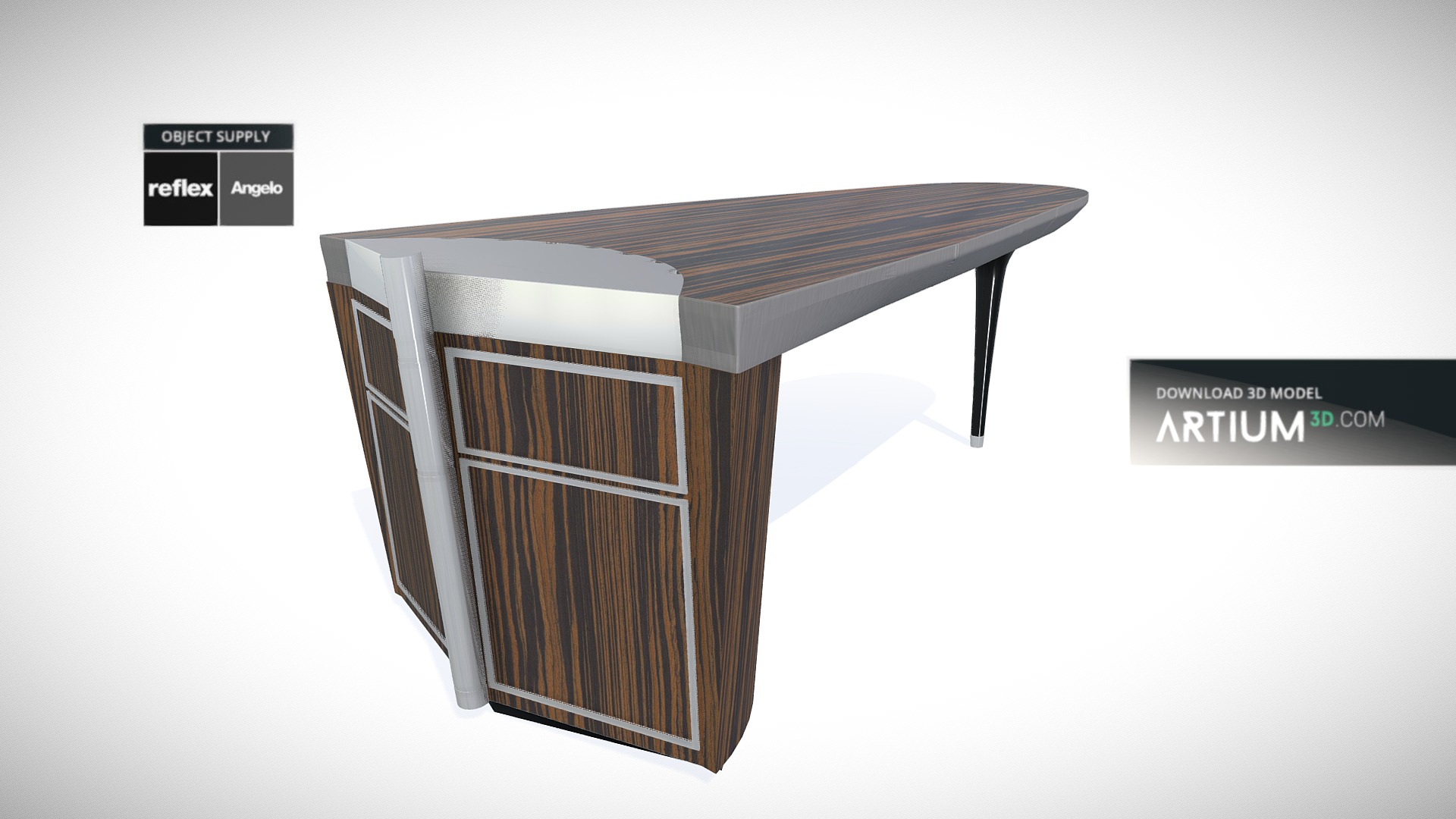 3D model Writing desk ARK from Reflex Angelo - This is a 3D model of the Writing desk ARK from Reflex Angelo. The 3D model is about a wooden table with a metal frame.