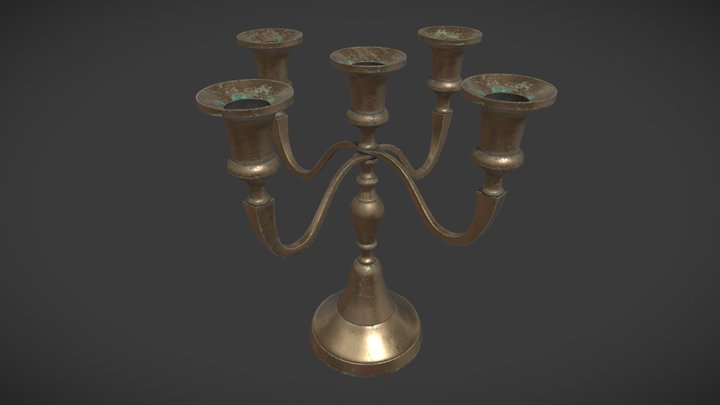 Candle Holder oxidized (game ready) 3D Model