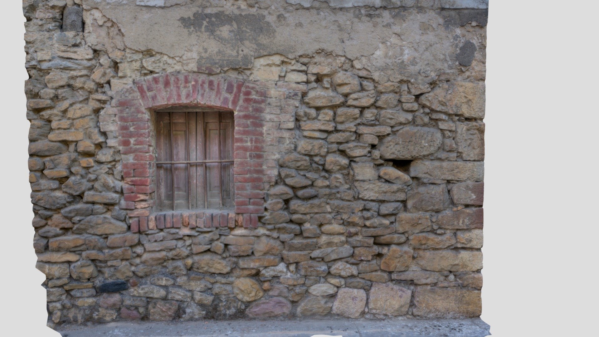 Barred window in a wall