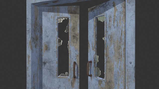 Abandoned hospital door 3D Model