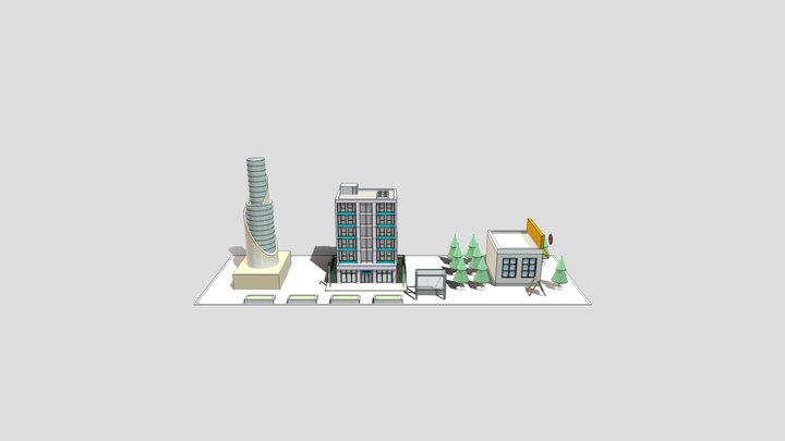 Cartoon building café 3D Model