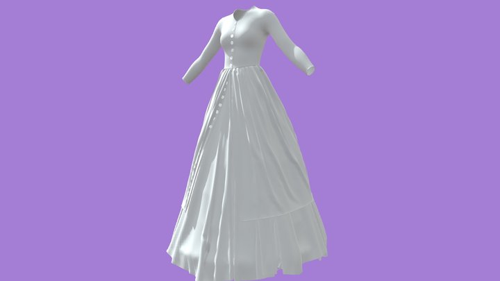 Open Button Double Layer Dress Test 3D Model