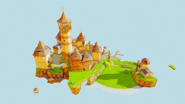 Floating fantasy Island diorama – Free 3D Model STL