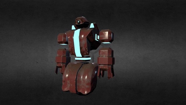 Low Poly Robot Guard 3D Model