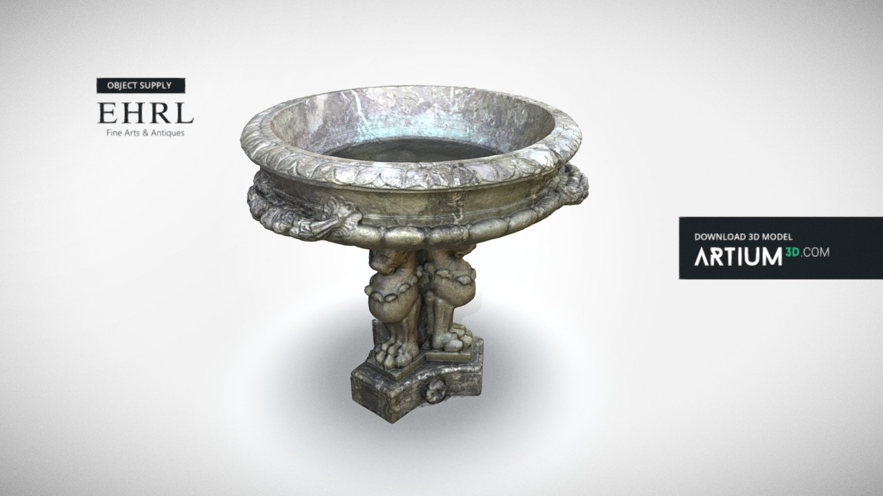 3D model Marble fountain, late 16. century – Italy – EHRL - This is a 3D model of the Marble fountain, late 16. century - Italy - EHRL. The 3D model is about a round metal object with a round top.