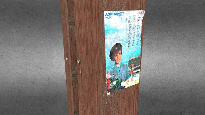 Old Russian wardrobe in 1983 3D Model