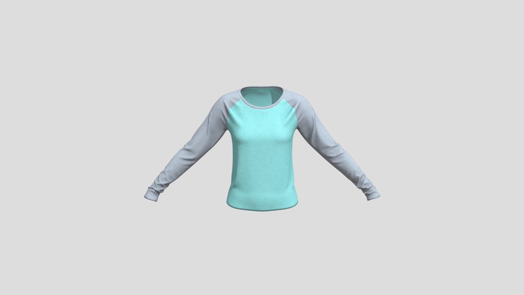 Teal And Gray Long Sleeve Raglan Shirt