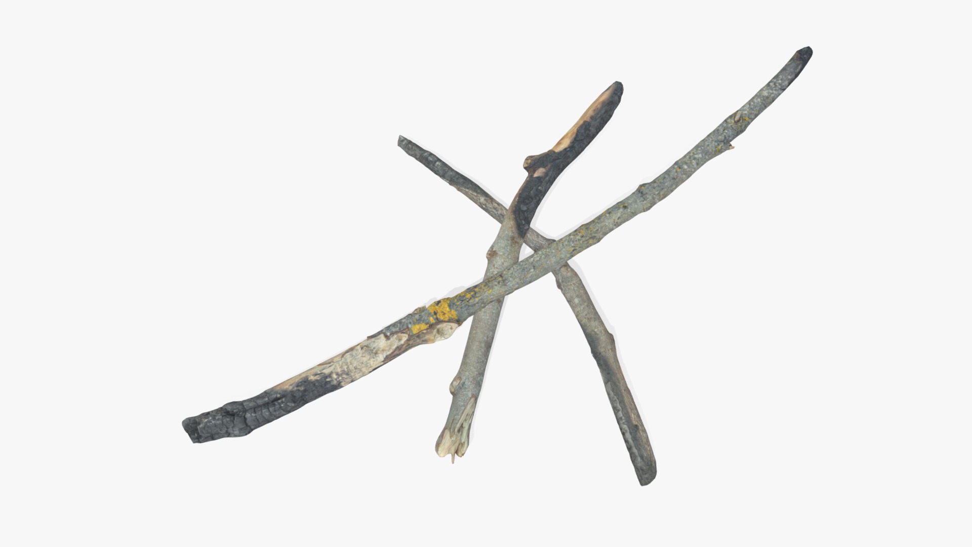 3D model Burned Broken Branches - This is a 3D model of the Burned Broken Branches. The 3D model is about a close-up of a sword.