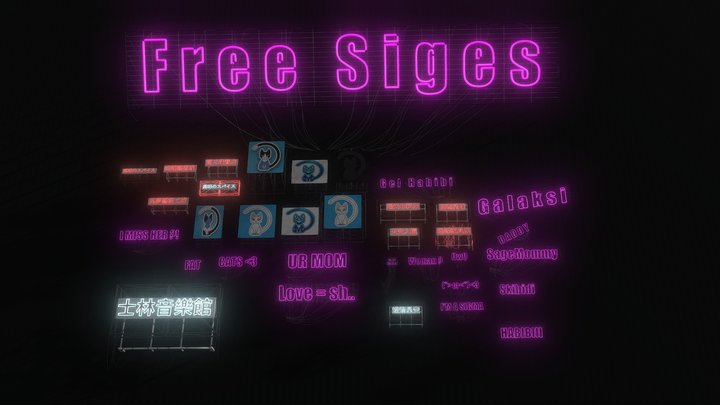 Sci Fi Neon Siges - Free 3D Model