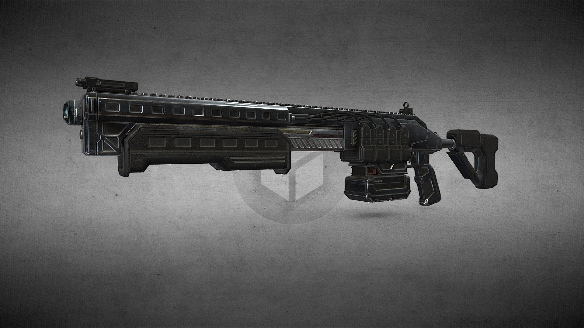 Pump Action Energy Shotgun Game Ready 3D model by Trimera