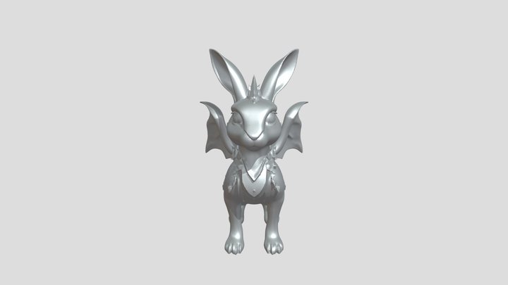 fantasy rabbit with wings and armor 3D Model