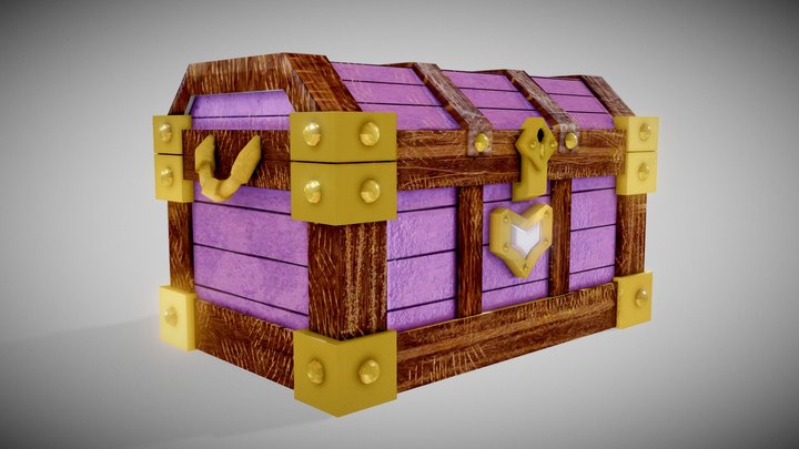 Low poly Treasure Chest Box 3D Model