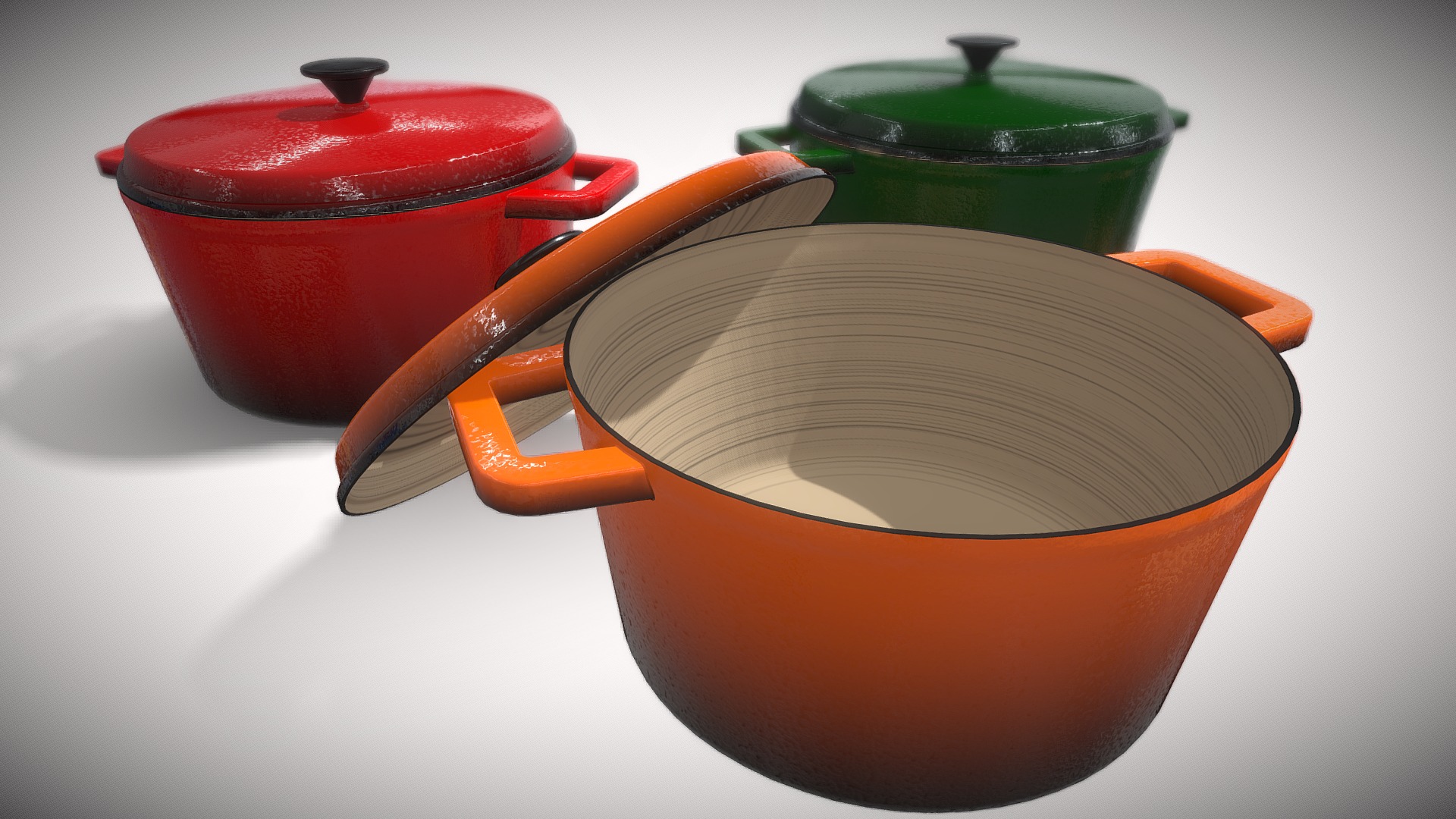3D model Casserole dish - This is a 3D model of the Casserole dish. The 3D model is about a close-up of some pots.