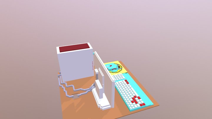 Gaming PC On Desktop 3D Model