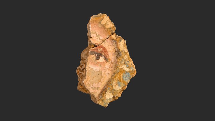 Roman Wall Plaster Fragment – Painted with Face 3D Model