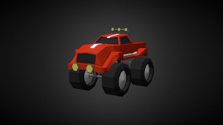 Low Poly Monster Truck 3D Model