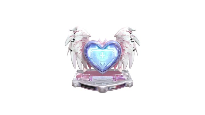 Heart-shaped mechanical device with angel wings 3D Model